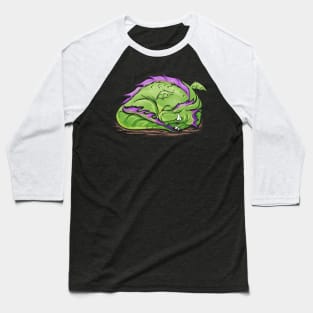 Sleeping Green Dragon Drawing Baseball T-Shirt